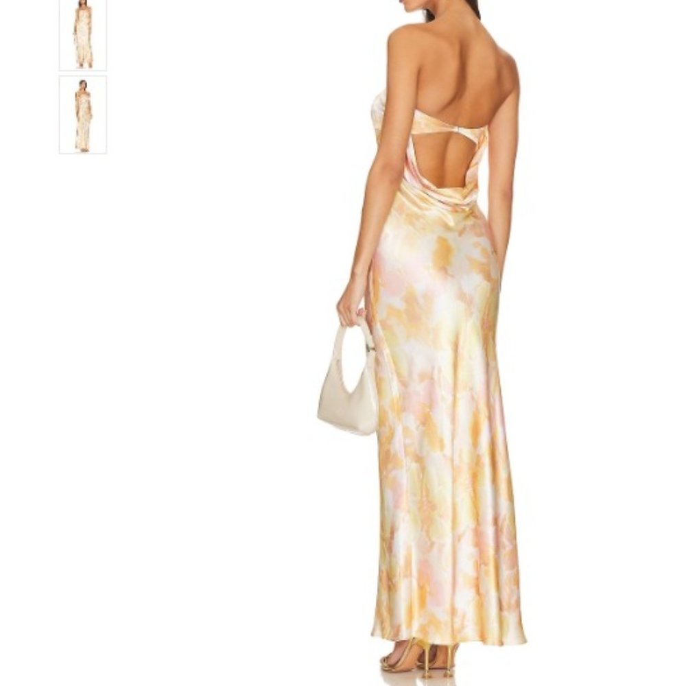 Bec & Bridge Strapless Dress in Pink and Cream